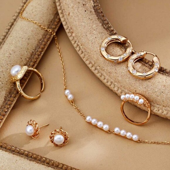 ✨ Artisan Original Laurel Leaf & Dangling Pearl Ring | S925 Gold Adjustable - Picture 9 of 12